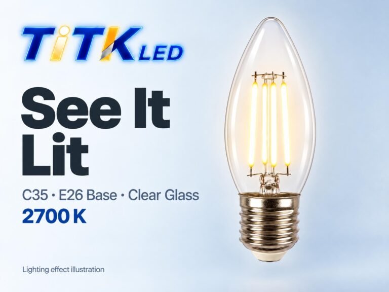 C35 E26 LED filament bulb lighting illustration at 2700 K