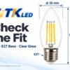 c35-e27-led-filament-bulb-4w-2700k-dimensions-3 C35 E27 LED filament bulb dimensions: 35 mm diameter and 92 mm height