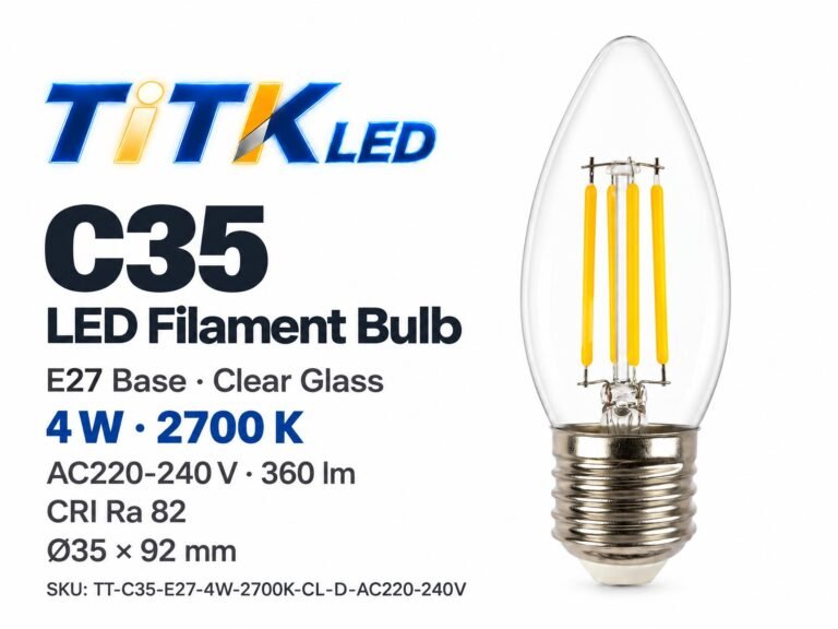 C35 E27 LED filament bulb product overview