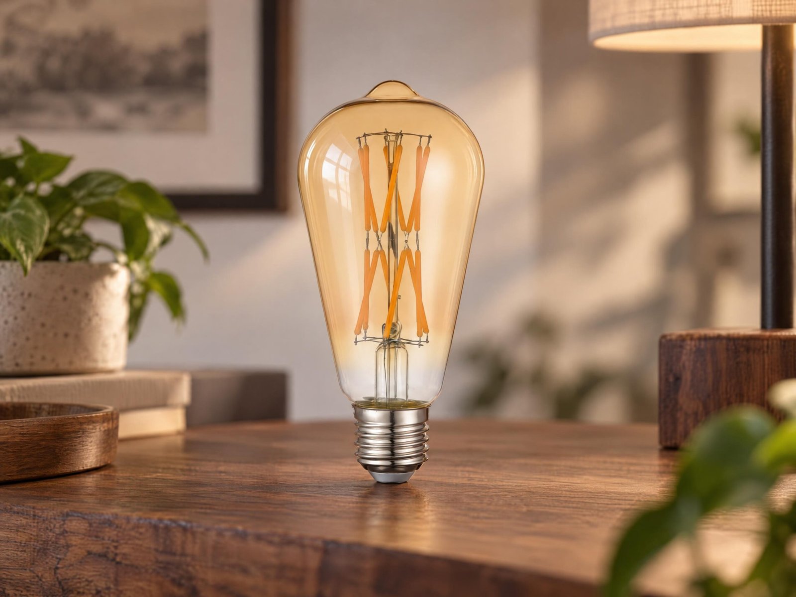 ST64 E27 LED filament bulb decorative lighting application illustration