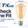 ST64 E27 LED Filament Bulb 16W 2700K Dimensions ST64 E27 LED filament bulb dimensions: 64 mm diameter and 140 mm height