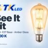 ST64 E27 LED Filament Bulb 16W 2700K Lit ST64 E27 LED filament bulb lighting illustration at 2700 K