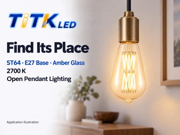 ST64 E27 LED Filament Bulb 16W 2700K Scene ST64 E27 LED filament bulb decorative lighting application illustration