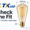 ST64 E27 LED Filament Bulb 4W 2200K Dimensions ST64 E27 LED filament bulb dimensions: 64 mm diameter and 140 mm height