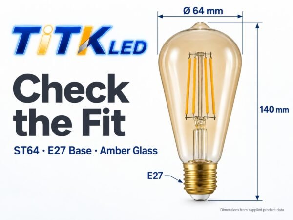 ST64 E27 LED Filament Bulb 4W 2200K Dimensions ST64 E27 LED filament bulb dimensions: 64 mm diameter and 140 mm height