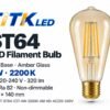 ST64 E27 LED Filament Bulb 4W 2200K ST64 E27 LED filament bulb product overview