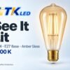 ST64 E27 LED Filament Bulb 4W 2200K Lit ST64 E27 LED filament bulb lighting illustration at 2200 K