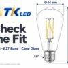 ST64 E27 LED Filament Bulb 8W 6500K Dimensions ST64 E27 LED filament bulb dimensions: 64 mm diameter and 140 mm height