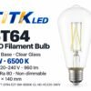 ST64 E27 LED Filament Bulb 8W 6500K ST64 E27 LED filament bulb product overview