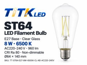 ST64 E27 LED Filament Bulb 8W 6500K ST64 E27 LED filament bulb product overview