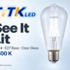 ST64 E27 LED Filament Bulb 8W 6500K Lit ST64 E27 LED filament bulb lighting illustration at 6500 K