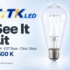 ST64 E27 LED Filament Bulb 8W 6500K Lit ST64 E27 LED filament bulb lighting illustration at 6500 K