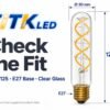 T30-125 E27 LED Filament Bulb 4W 2200K Dimensions T30-125 E27 LED filament bulb dimensions: 30 mm diameter and 125 mm height