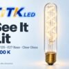 T30-125 E27 LED Filament Bulb 4W 2200K Lit T30-125 E27 LED filament bulb lighting illustration at 2200 K