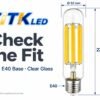 T52 E40 LED Filament Bulb 60W 2700K Dimensions T52 E40 LED filament bulb dimensions: 52 mm diameter and 225 mm height
