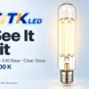 T52 E40 LED Filament Bulb 60W 2700K Lit T52 E40 LED filament bulb lighting illustration at 2700 K