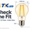 A60 E27 LED Filament Bulb 6W 2700K Dimensions A60 E27 LED filament bulb dimensions: 60 mm diameter and 106 mm height