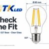 A60 E27 LED Filament Bulb 6W 2700K Dimensions A60 E27 LED filament bulb dimensions: 60 mm diameter and 106 mm height