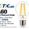 A60 E27 LED Filament Bulb 6W 2700K A60 E27 LED filament bulb product overview