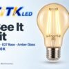 A60 E27 LED Filament Bulb 6W 2700K Lit A60 E27 LED filament bulb lighting illustration at 2700 K