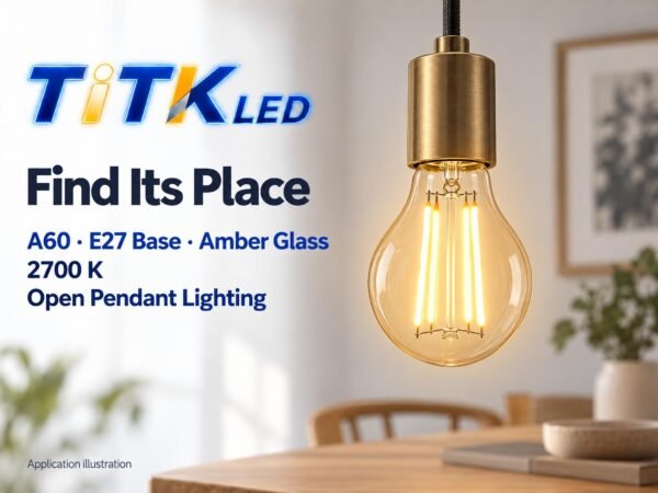 A60 E27 LED Filament Bulb 6W 2700K Scene A60 E27 LED filament bulb decorative lighting application illustration