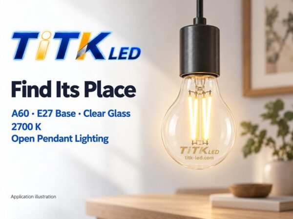 A60 E27 LED Filament Bulb 6W 2700K Scene A60 E27 LED filament bulb decorative lighting application illustration