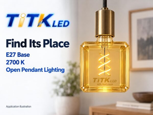 Square Type 95 E27 LED Filament Bulb 4W 2700K Scene Square Type 95 E27 LED filament bulb decorative lighting application illustration