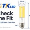 T46 E40 LED Filament Bulb 41W 2700K Dimensions T46 E40 LED filament bulb dimensions: 46 mm diameter and 225 mm height