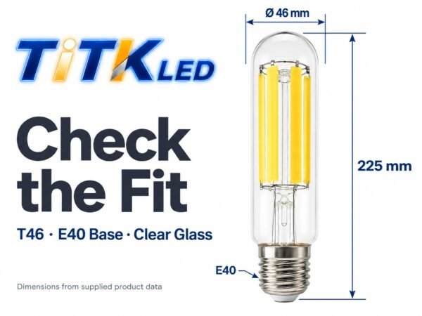 T46 E40 LED Filament Bulb 41W 2700K Dimensions T46 E40 LED filament bulb dimensions: 46 mm diameter and 225 mm height