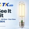 T46 E40 LED Filament Bulb 41W 2700K Lit T46 E40 LED filament bulb lighting illustration at 2700 K