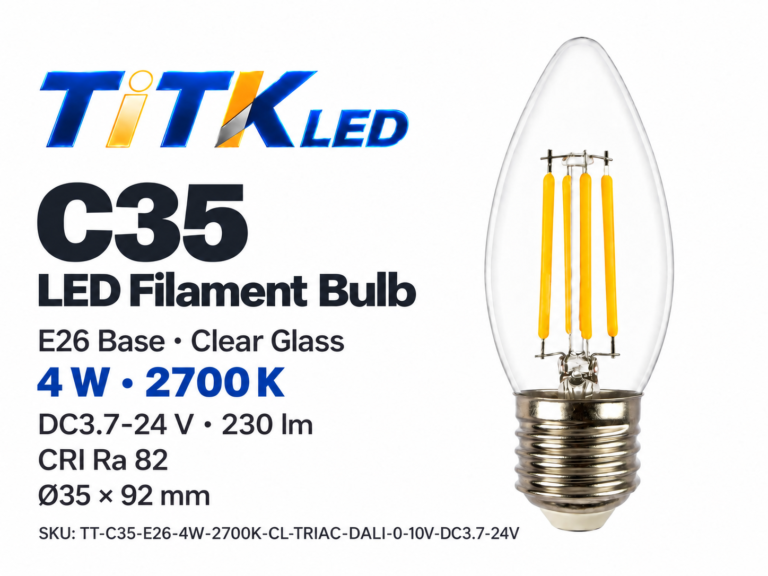C35 E26 LED Filament Bulb - 4W 2700K Clear Glass