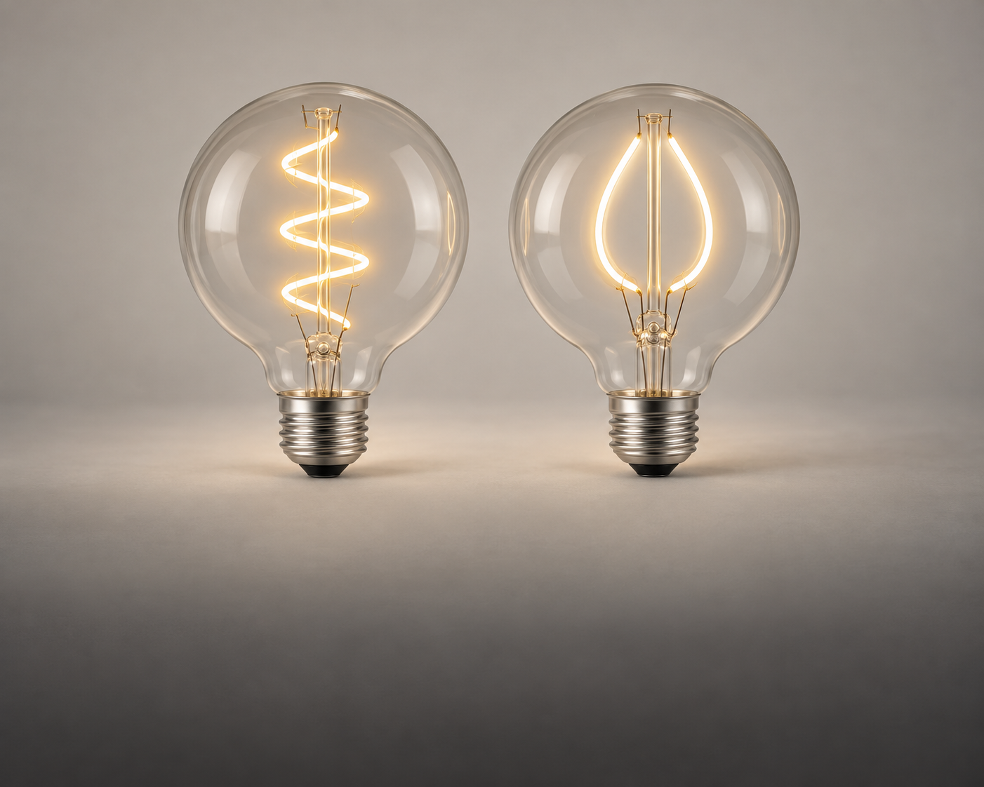 Custom spiral and curved LED filament concepts