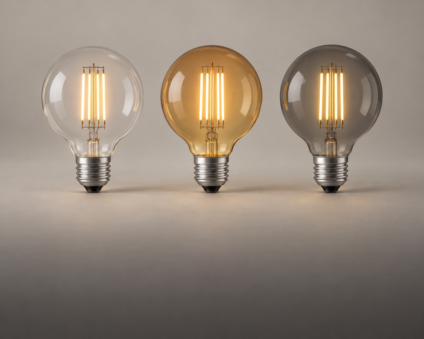 Clear amber and smoke-grey glass bulb concepts