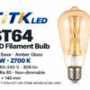 titk-st64-e27-12w-brand-hero TiTK LED ST64 E27 12W amber glass bulb — product appearance illustration